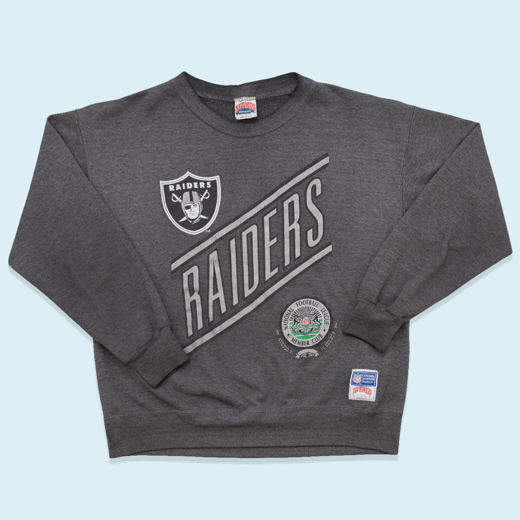 Nutmeg Sweatshirt Raiders 90er Made in the USA, grau, M/L