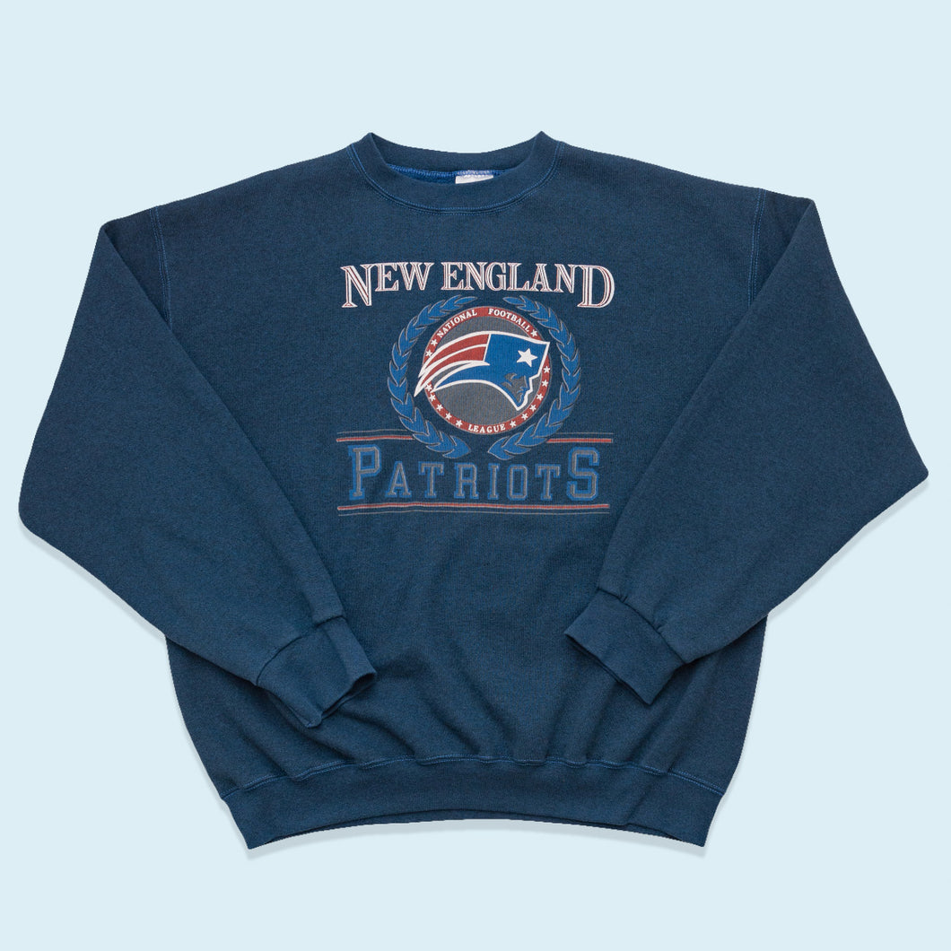 Tultex Superweight Sweatshirt New England Patriots 90er Made in the USA, blau, XL/XXL