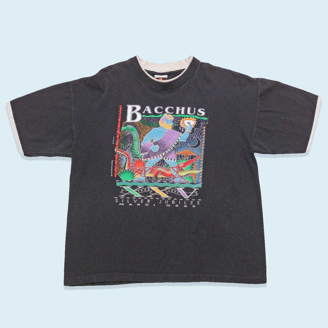 Signal Sports T-Shirt Bacchus Mardi Gras 1992 Single Stitch Made in the USA, schwarz, L/XL