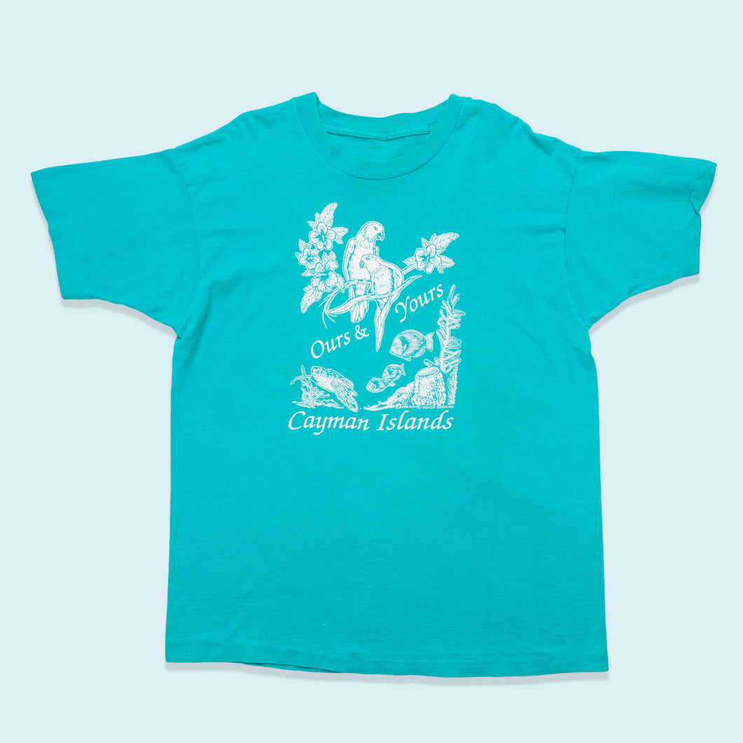 T-Shirt Cayman Islands 90er Single Stitch, blau, XL