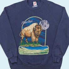 Lade das Bild in den Galerie-Viewer, Jerzees Sweatshirt &quot;Animal Graphic&quot; 90er Made in the USA, blau, L
