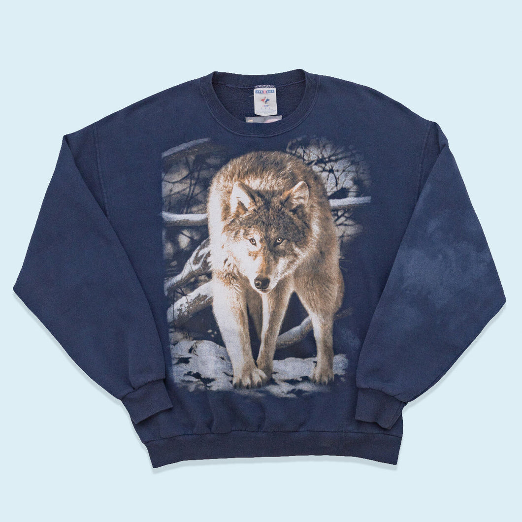 Jerzees Sweatshirt Wolf 00er, blau, M/L