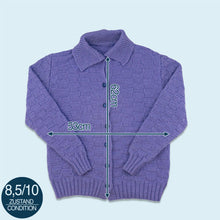 Lade das Bild in den Galerie-Viewer, Strickpullover/Kardigan &quot;handmade&quot; 80er/90er, lila, M/L
