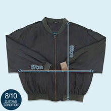 Lade das Bild in den Galerie-Viewer, Jean Legalli Silk Bomber &quot;100% Seide&quot; mit Schulterpolstern 90er, grau, L/XL
