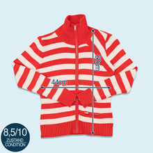 Lade das Bild in den Galerie-Viewer, G-Star Zip Jacke gestrickt &quot;Stripe Vest Knit&quot; 2000er, rot/weiß, S Damen
