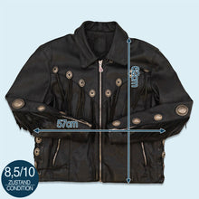 Lade das Bild in den Galerie-Viewer, Hein Gericke Jacke mit Schulterpolstern und Fransen 90er 100% Leder, schwarz, L
