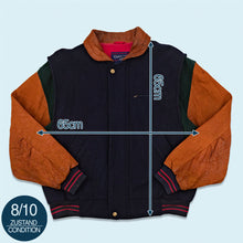 Lade das Bild in den Galerie-Viewer, Gant Jacke "wool &amp; leather" 90er/00er, blau/grün/braun, L breit
