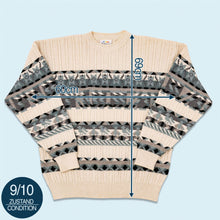 Lade das Bild in den Galerie-Viewer, Monello Strickpullover Made in Italy 90er, beige/blau/grau, XL
