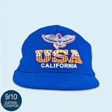 Lade das Bild in den Galerie-Viewer, Mütze "USA California" 80er, blau, Einheitsgröße
