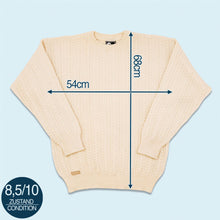 Lade das Bild in den Galerie-Viewer, Disc 2000 Strickpullover 80er Made in West Germany, beige/weiß, L
