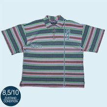 Lade das Bild in den Galerie-Viewer, Bloom &amp; Action Poloshirt "colorblock" 90er, grün/lila, XL
