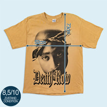 Lade das Bild in den Galerie-Viewer, Gildan Ultra Cotton T-Shirt "2Pac Death Row Gold Glitter" 2000er Made in Honduras, braun/beige, L
