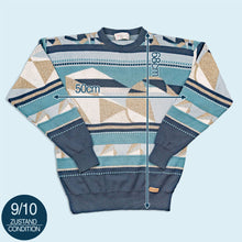 Lade das Bild in den Galerie-Viewer, Jockey Strickpullover 90er, blau, S/M

