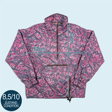 Lade das Bild in den Galerie-Viewer, Cerrosolo Quarter Zip Jacke/ Weste dünn "crazy Pattern" 90er, lila/grau, XL
