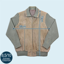 Lade das Bild in den Galerie-Viewer, Jacke "Strick + Wildleder" 80er, grau, L
