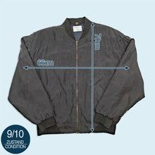 Lade das Bild in den Galerie-Viewer, Pure Silk Bomberjacke mit Schulterpolstern "100% Seide" 90er, schwarz, L breit
