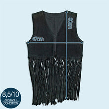 Lade das Bild in den Galerie-Viewer, Weste "western/country fransen" 90er echtes Leder, schwarz, M/L Damen
