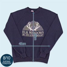 Lade das Bild in den Galerie-Viewer, Jerzees Sweatshirt &quot;Elk Meadows&quot; 90er Made in the USA, blau, S/M
