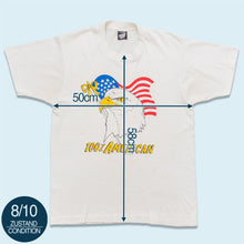 Lade das Bild in den Galerie-Viewer, Best T-Shirt &quot;100% American&quot; 1991 Made in the USA Single Stitch, weiß, M/L
