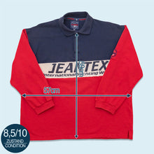 Lade das Bild in den Galerie-Viewer, Jeantex Polo Sweatshirt &quot;International Yachting Wear&quot; 90er, rot/blau, M oversized
