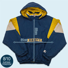 Lade das Bild in den Galerie-Viewer, Starter Schlupfjacke &quot;Michigan Wolverines&quot; 90er, blau, L/XL breit
