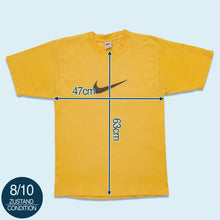 Lade das Bild in den Galerie-Viewer, Nike T-Shirt &quot;Swoosh&quot; 90er Made in Greece, gelb, L schmal
