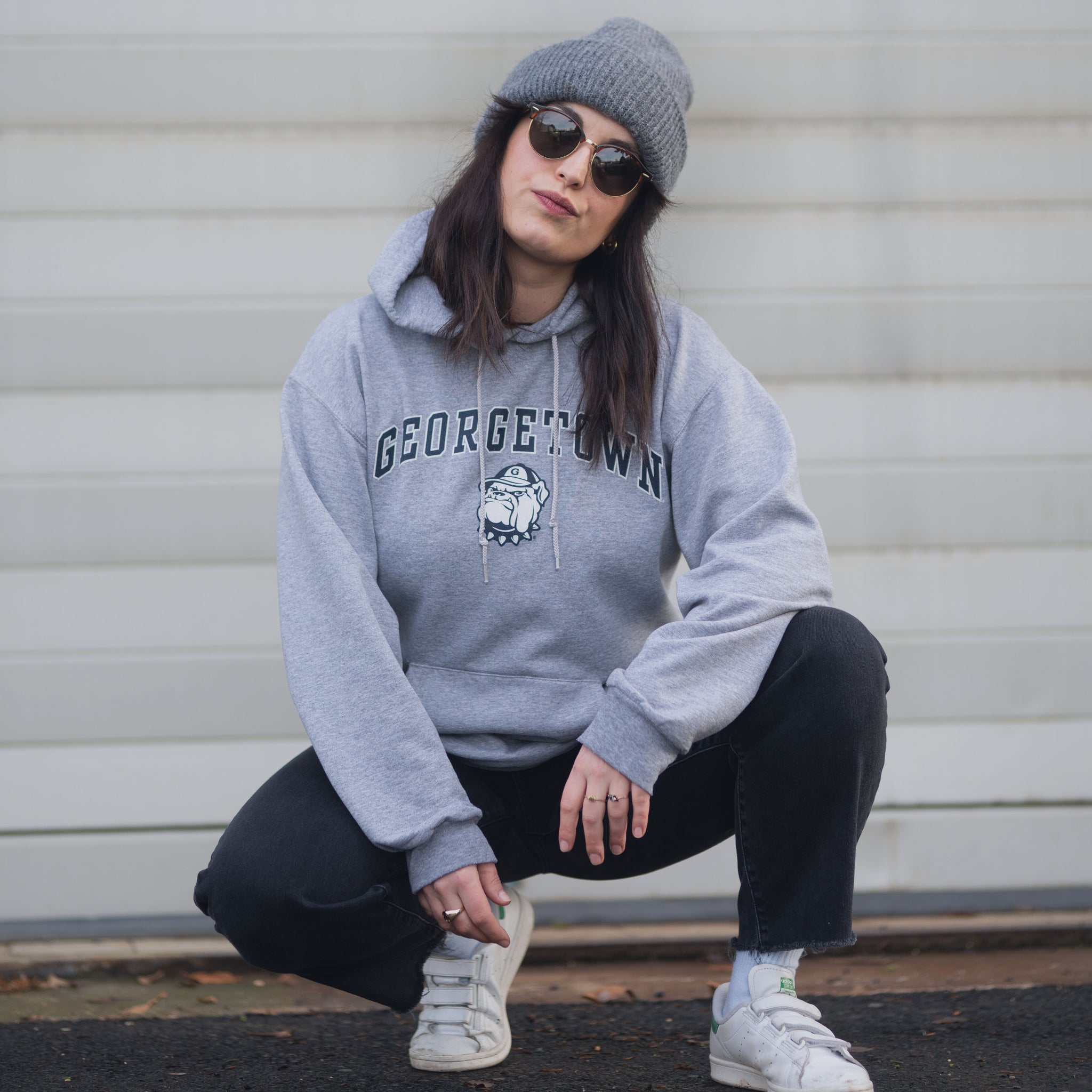 Champion Hoodie Georgetown M L grau Vintage Allstars