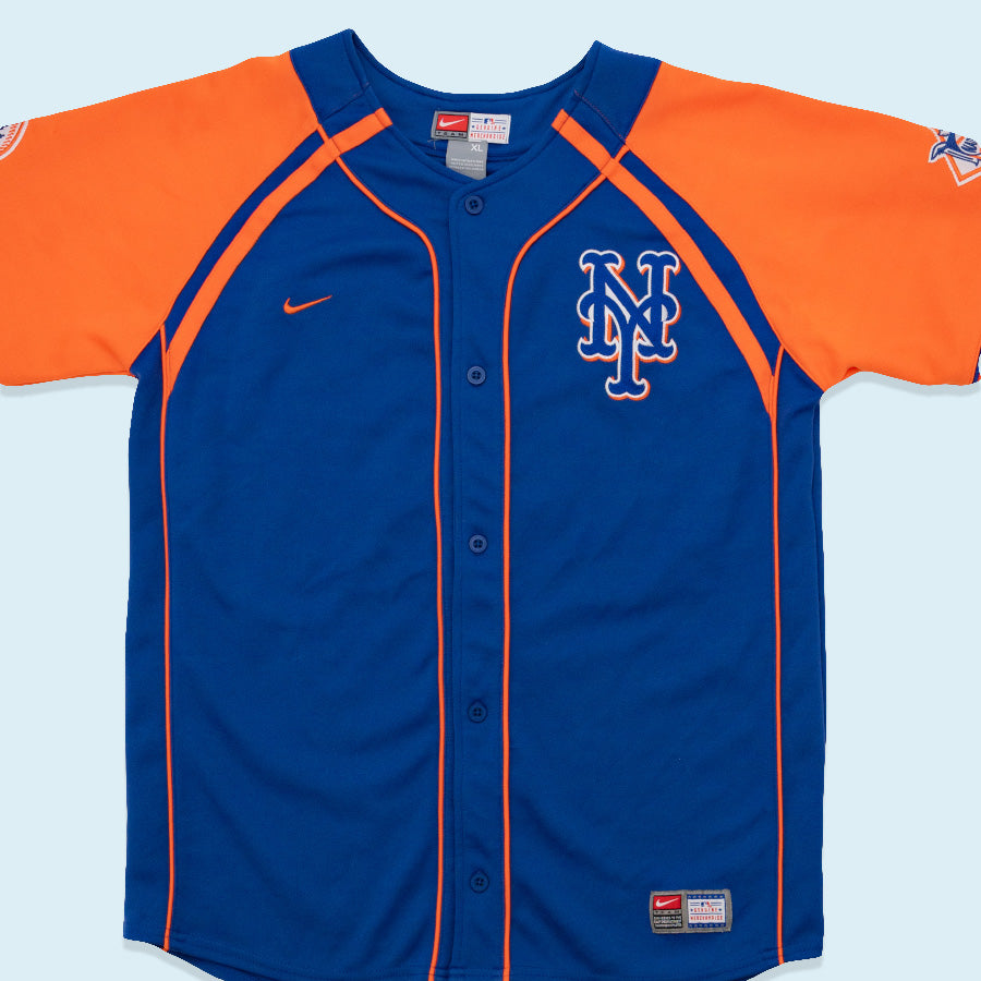 Nike Trikot New York Mets, blau/orange, S/M, XL Jugendl. – Vintage Allstars