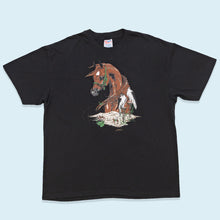 Lade das Bild in den Galerie-Viewer, Hanes 50/50 T-Shirt &quot;Pferde&quot; Single Stitch Made in the USA 90er, schwarz, XL
