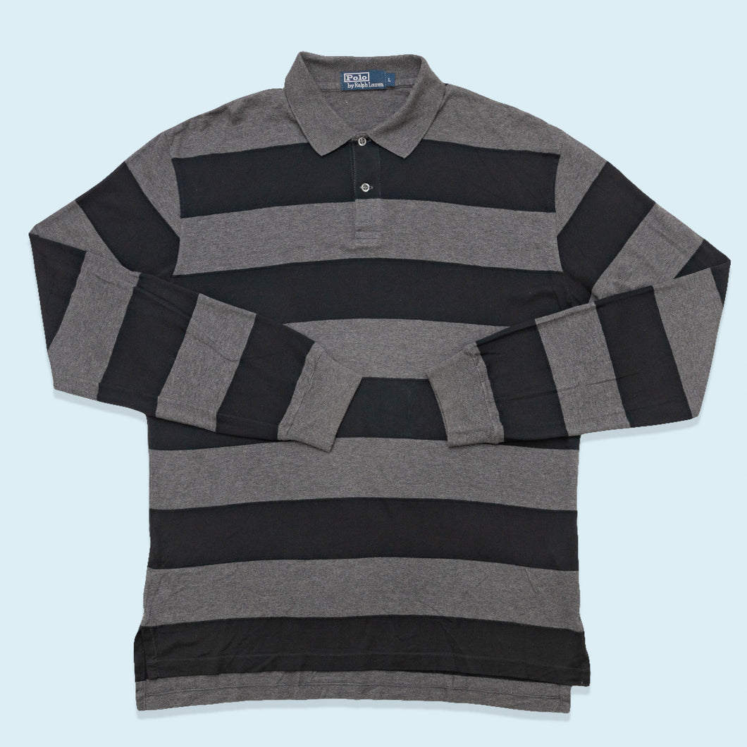 Polo Ralph Lauren Poloshirt Longsleeve, grau/schwarz, L/XL