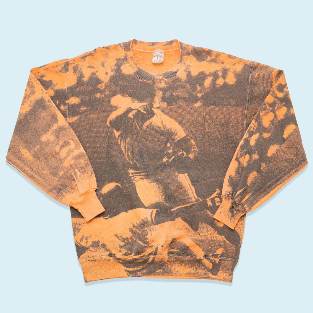 Swingster Sweatshirt Allover-Print Baseball 90er Made in the USA, orange eingefärbt, M/L