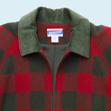 Lade das Bild in den Galerie-Viewer, Pendleton Damenjacke/Bomber mit Kordkragen und Schulterpolstern 90er, rot/grün, M/L

