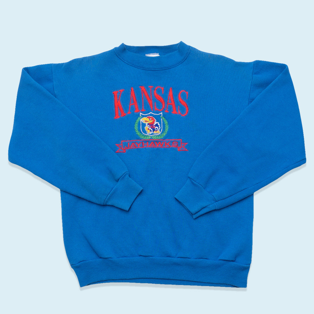 Logo 7 Sweatshirt Kansas Jayhawks 90er Made in the USA, blau, XS/S