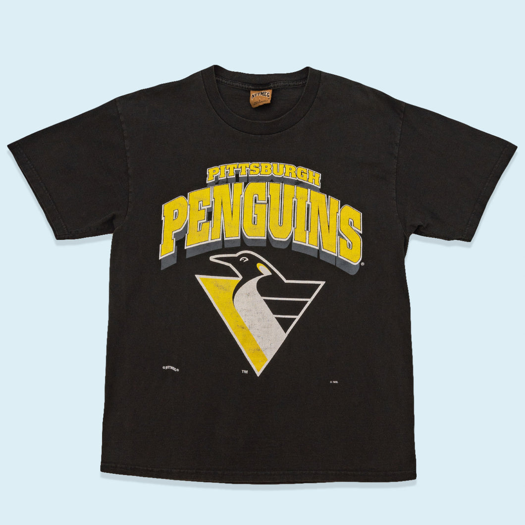 Nutmeg T-Shirt Pittsburgh Penguins 90er Made in the USA, schwarz, L/XL
