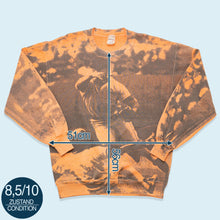 Lade das Bild in den Galerie-Viewer, Swingster Sweatshirt Allover-Print Baseball 90er Made in the USA, orange eingefärbt, M/L

