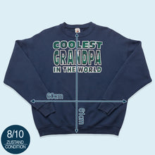 Lade das Bild in den Galerie-Viewer, Fruit of the Loom Sweatshirt &quot;Coolest Grandpa&quot; 90er Made in the USA, blau, L
