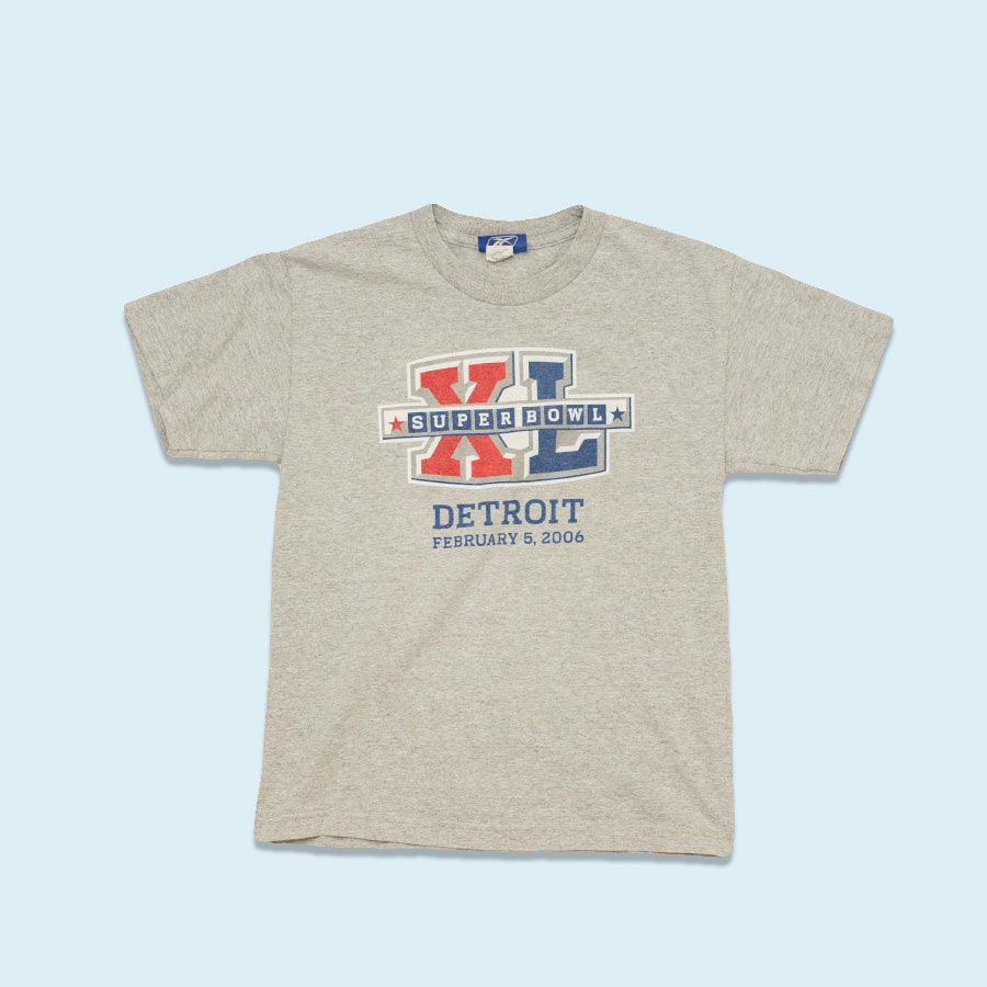 Reebok Super Bowl Detroit 2006 T-Shirt, Grey, M kids (S adult)